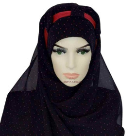hijab a pois bandeau pas cher