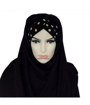 hijab noir a pois bandeau croisé