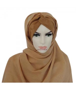 hijab beige hiver pashmina bandeau croisé