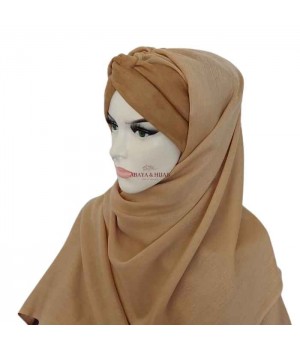 hijab beige avec bandeau intégré