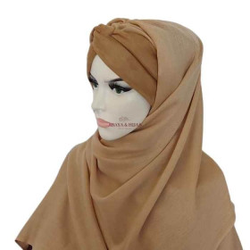 hijab bandeau beige pashmina bonnet croisé pas cher