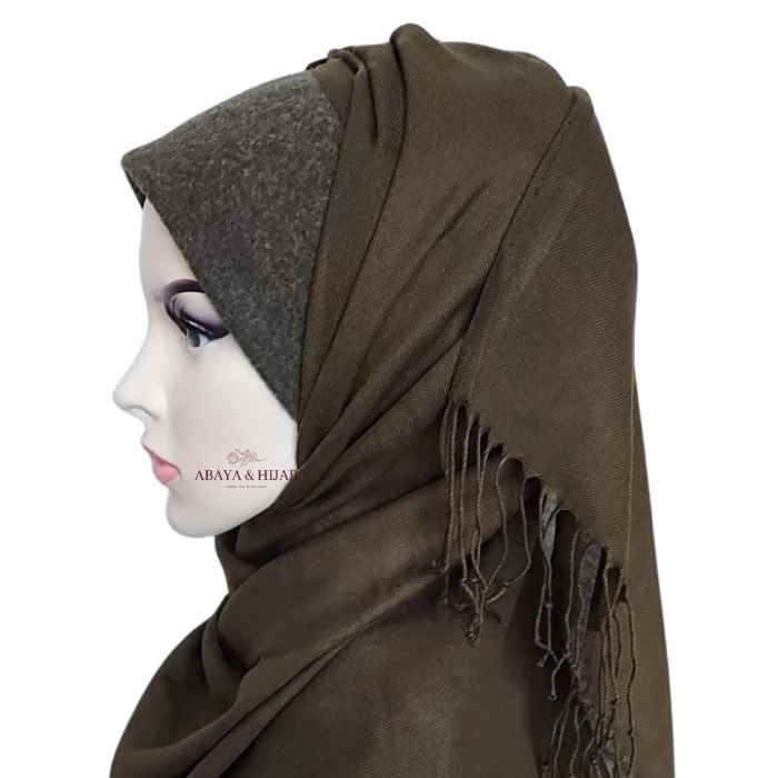 hijab hiver avec kaki bandeau