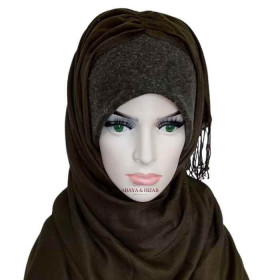 hijab pashmina kaki hiver pas cher