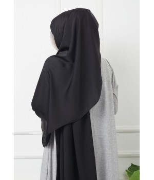 Hijab Satiné Noir - Voile, Foulard ou Chale effet satin - Hijab Sedef