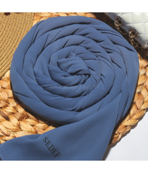 Hijab soie de medine a enfiler bleu