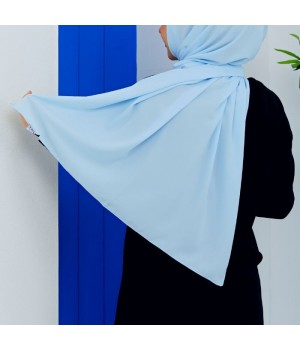 Hijab à enfiler soie de medine bleu ciel - Hijab à nouer - Sedef