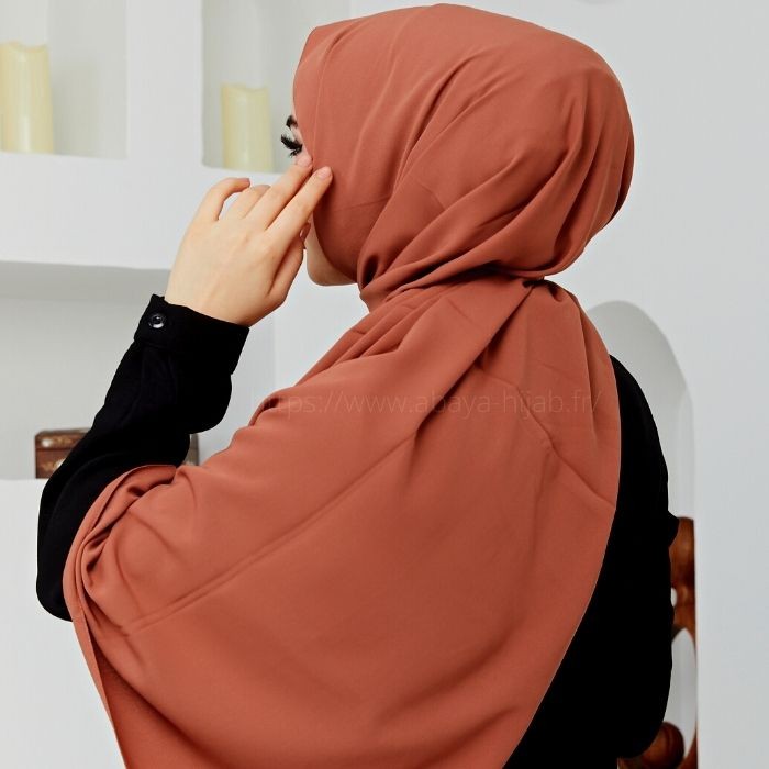 Hijab soie de medine terracotta