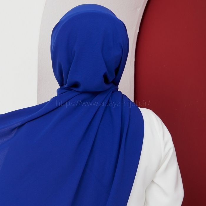 hijab soie de medine bleu