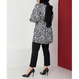 Tunique longue en satin Zebra