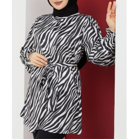 Tunique longue en satin Zebra