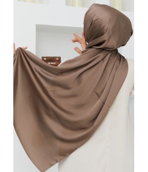 Hijab satin marron
