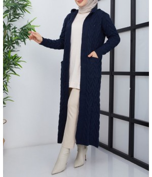 gilet long maille femme voilée