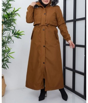 manteau long marron