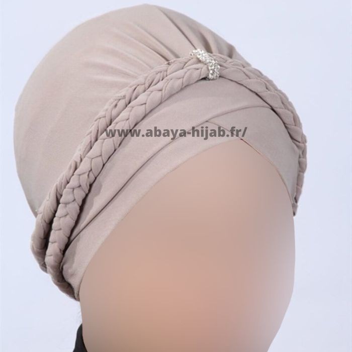 turban femme beige