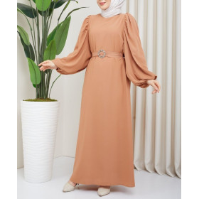 Ensemble ample pour saison automne hiver (Tenue hijab deux pièces : tunique  et pantalon) - Couleur vieux rose