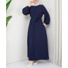 Robe abaya moderne pour femme voilée de couleur bleu marine