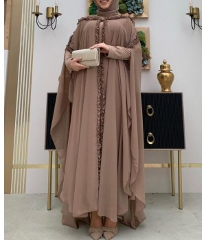 Abaya Asli taupe - Abaya Femme - Tenue pour l'Aid