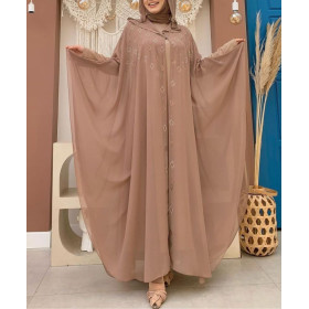 Abaya Nour Taupe - Abaya Soirée - Abaya Femme Chic