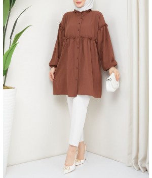 Chemise Coumba Marron - Chemisier Long Marron