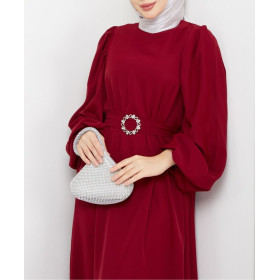 Robe manches larges couleur rouge