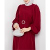Robe manches larges couleur rouge
