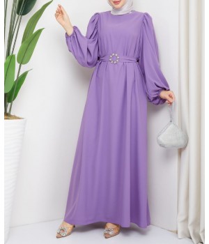 Robe Reyhan Mauve - Robe Manche Bouffante