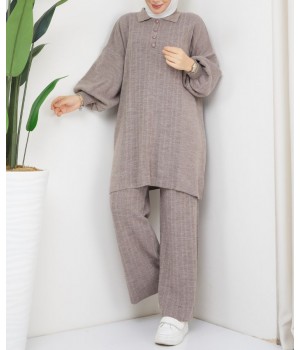 ensemble femme voilée hiver couleur taupe