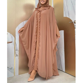 robe de soirée pour femme voilée de couleur nude