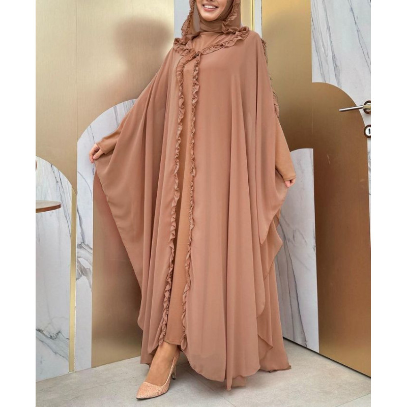 robe de soirée pour femme voilée de couleur nude