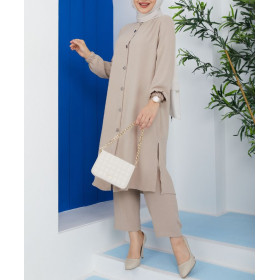 Ensemble hIjab femme de couleur beige