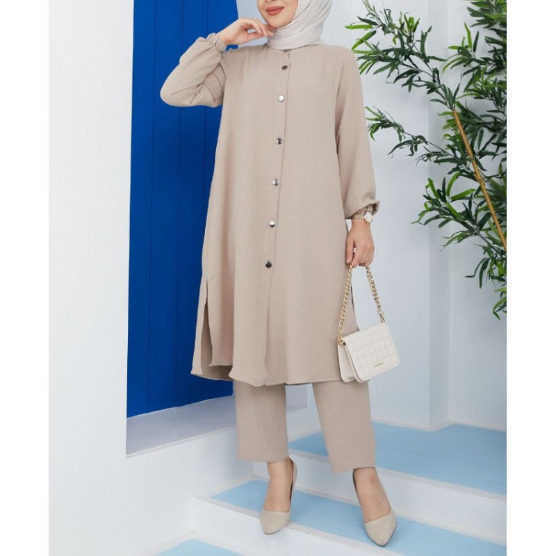 ensemble hijab  de couleur beige