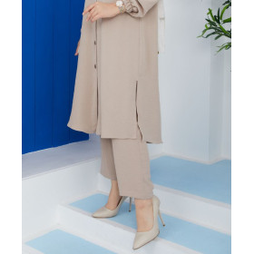 ensemble hijab pantalon de couleur beige