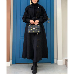 Manteau Perla Noir - Manteau Long Turc