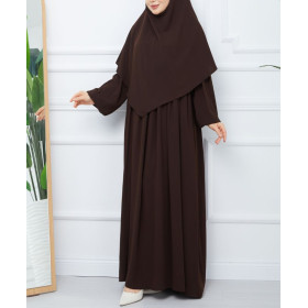 abaya khimar soie de medine marron