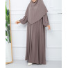 Abaya Khimar Couleur Taupe - Abaya Ample et Khimar en Soie de Medine