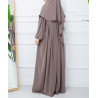 Abaya Khimar Couleur Taupe - Abaya Ample et Khimar en Soie de Medine