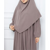 Abaya Khimar Couleur Taupe - Abaya Ample et Khimar en Soie de Medine