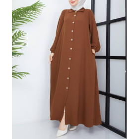 robe femme voilée moderne marron