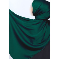 Hijab Satiné Vert Foncé - Voile, Foulard ou Chale effet satin - Hijab Sedef