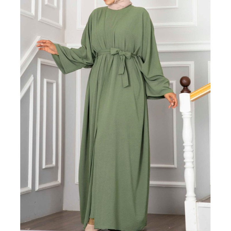 ensemble kimono abaya femme de couleur verte