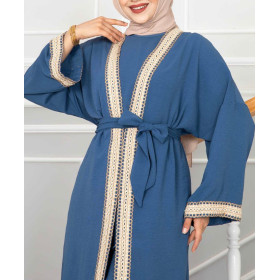 ensemble kimono femme voilée de couleur bleu