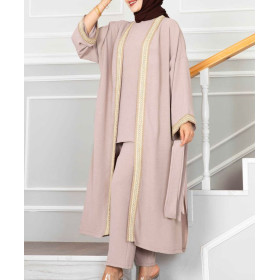 ensemble kimono pantalon femme musulmane de couleur nude