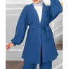 ensemble kimono pour femme musulmane de couleur bleu