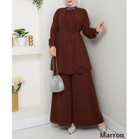 ensemble femme voilée chic marron