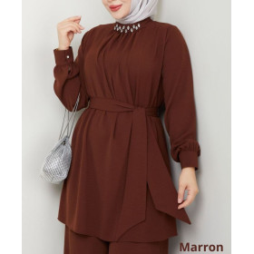 ensemble femme musulmane chic marron