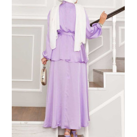 ensemble femme voilée lila en satin