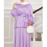 ensemble femme voilée chic en satin couleur lila