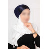 Bonnet sous hijab  à nouer satin bleu marine