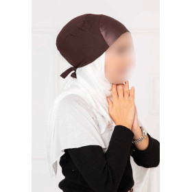 bonnet sous hijab à nouer satin marron