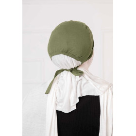 bonnet sous hijab à nouer en satin vert